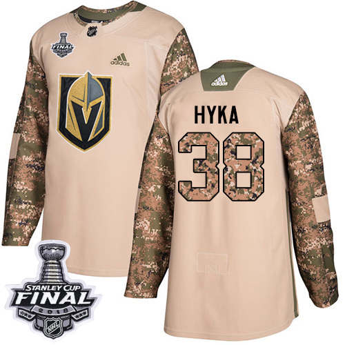 Adidas Golden Knights #38 Tomas Hyka Camo Authentic Veterans Day 2018 Stanley Cup Final Stitched NHL Jersey